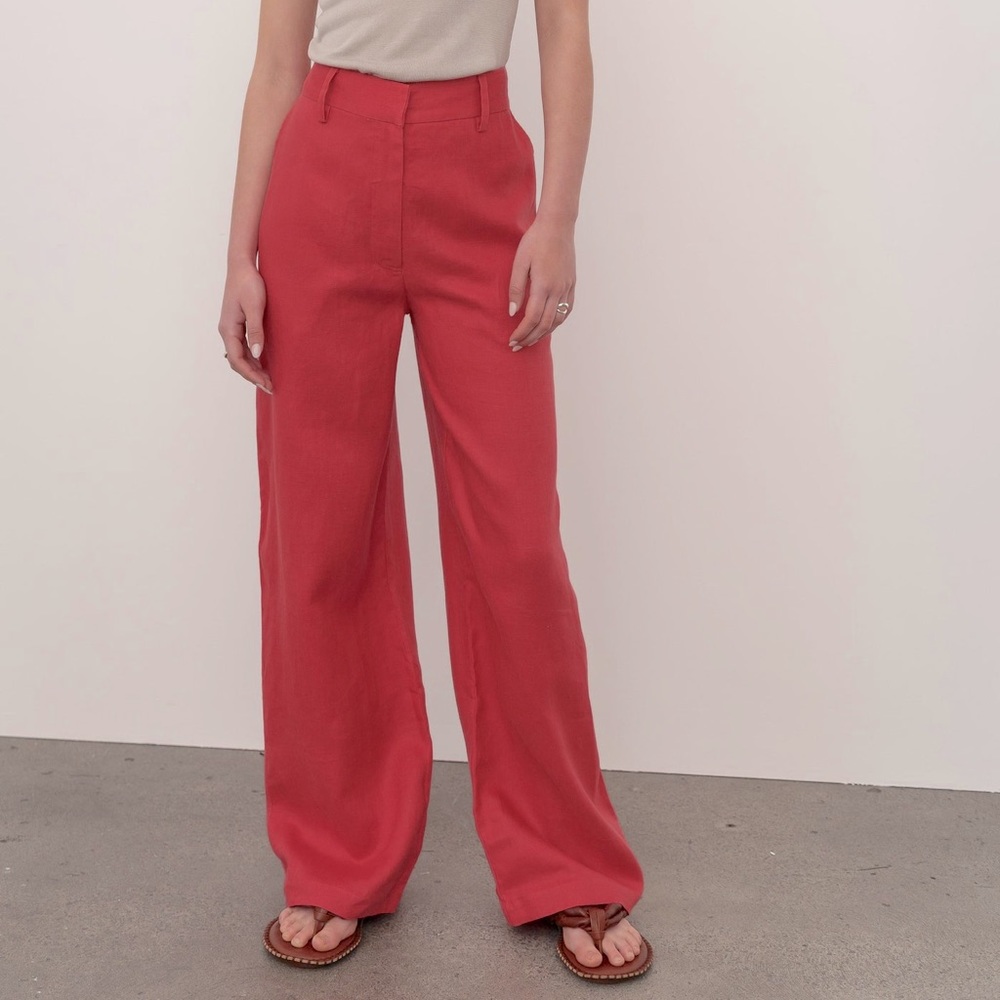 Tommy Bahama Women’s High-Rise 100% Silk Trousers/ Pants, Size 16 - Coral